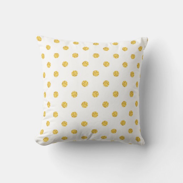 Polka Gold Glitter Dots Texture Cushion (Front)