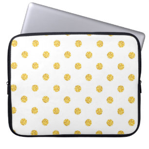 Polka Gold Glitter Dots Texture Laptop Sleeve