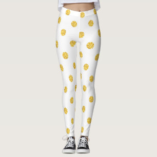 Polka Gold Glitter Dots Texture Leggings
