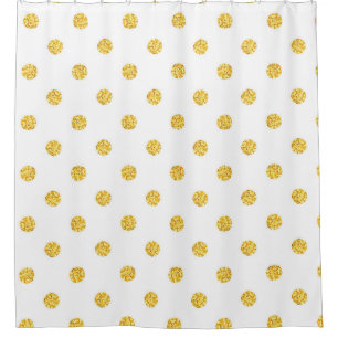 Polka Gold Glitter Dots Texture Shower Curtain