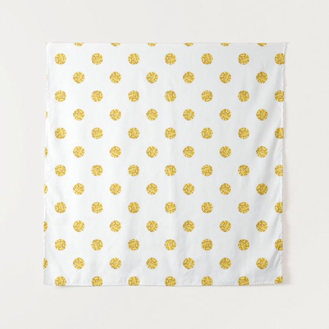 Polka Gold Glitter Dots Texture Tapestry (Front)