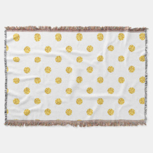 Polka Gold Glitter Dots Texture Throw Blanket