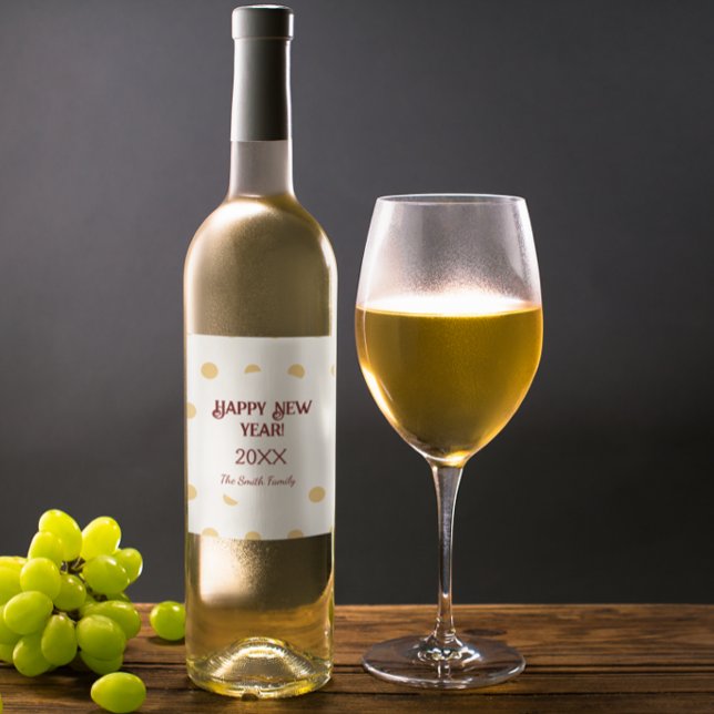 Polka Gold New Year’s Eve Festive Celebration Wine Label (Polka Gold New Year’s Eve Festive Celebration Wine Label)