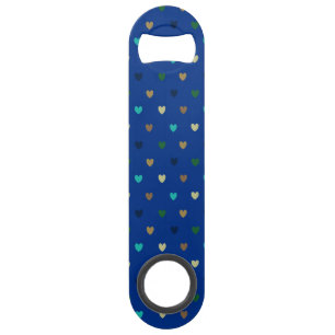 Polka hearts in peacock blue shades