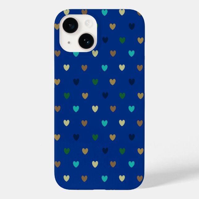 Polka hearts in peacock blue shades Case-Mate iPhone case (Back)