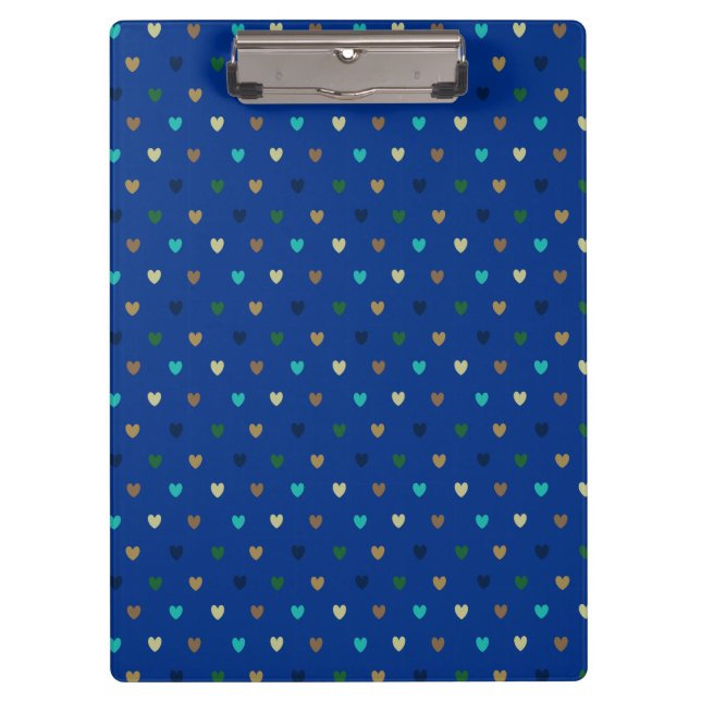 Polka hearts in peacock blue shades clipboard (Front)