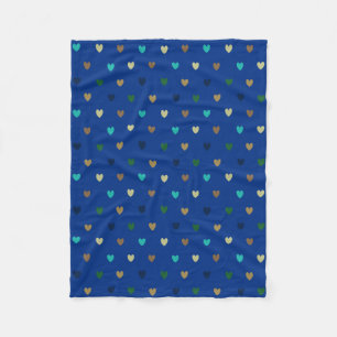 Polka hearts in peacock blue shades fleece blanket