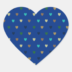 Polka hearts in peacock blue shades heart sticker