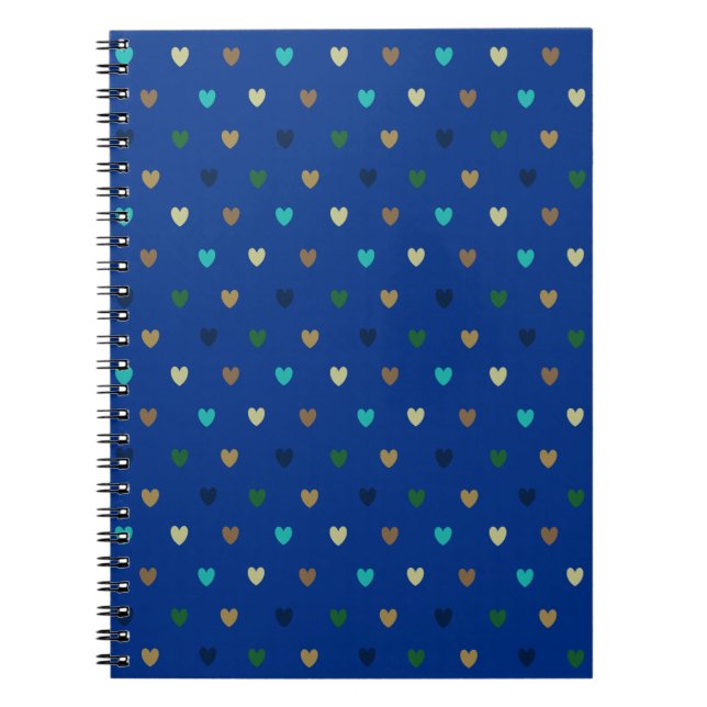 Polka hearts in peacock blue shades notebook (Front)
