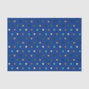 Polka hearts in peacock blue shades tissue paper