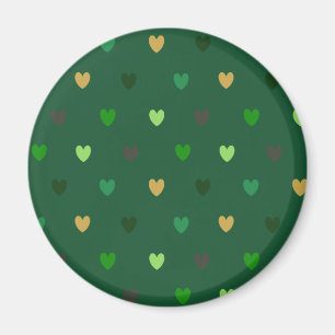 Polka hearts on forest green magnet