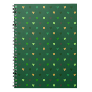 Polka hearts on forest green notebook