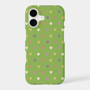 Polka hearts on greenery green