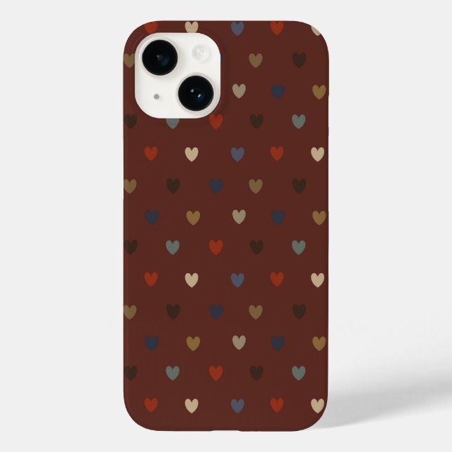 Polka hearts on kilim brown Case-Mate iPhone case (Back)