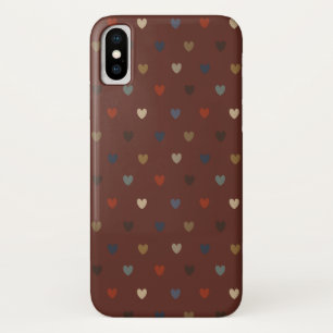 Polka hearts on kilim brown iPhone x case