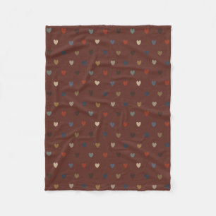 Polka hearts on kilim brown fleece blanket