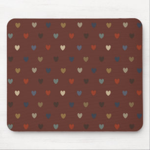 Polka hearts on kilim brown mouse pad