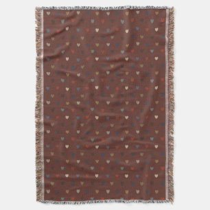 Polka hearts on kilim brown throw blanket