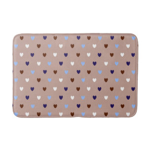 Polka hearts on pale brown bath mat