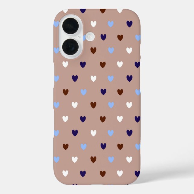 Polka hearts on pale brown Case-Mate iPhone case (Back)