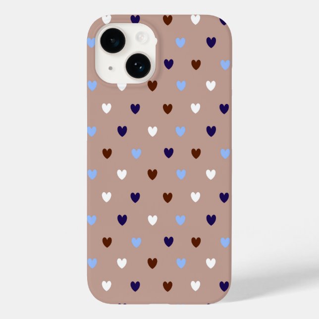 Polka hearts on pale brown Case-Mate iPhone case (Back)