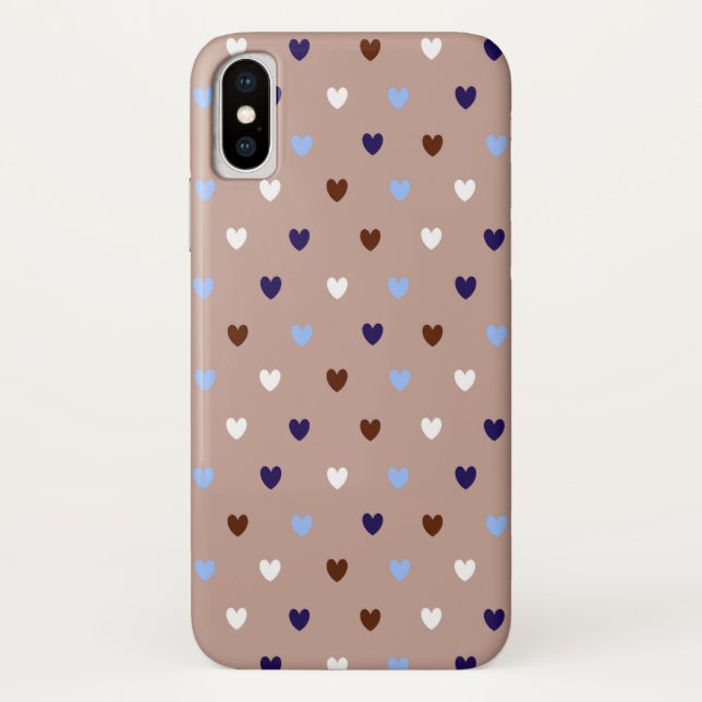 Polka hearts on pale brown Case-Mate iPhone case (Back)