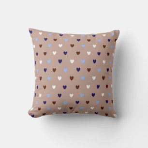 Polka hearts on pale brown cushion