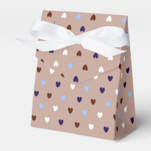 Polka hearts on pale brown favour box