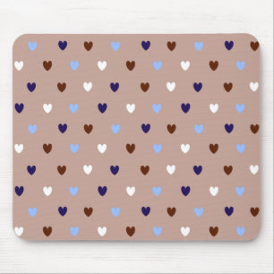 Polka hearts on pale brown mouse pad