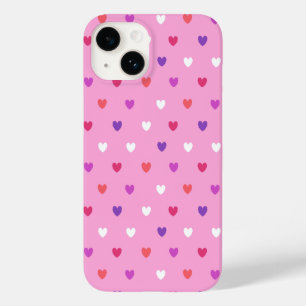 Polka hearts on pink Case-Mate iPhone 14 case