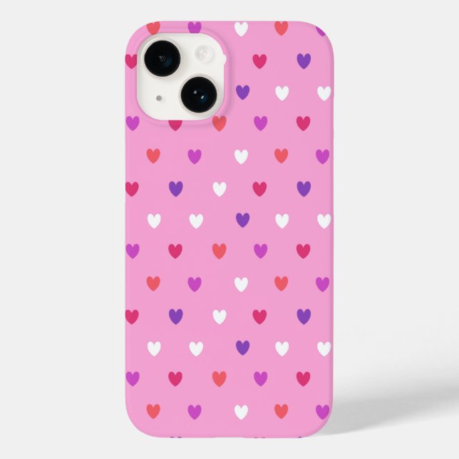 Polka hearts on pink Case-Mate iPhone case (Back)