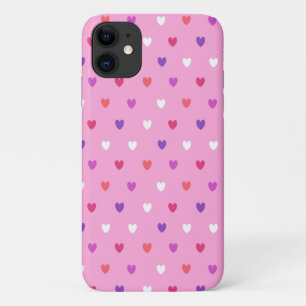 Polka hearts on pink iPhone 11 case