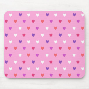 Polka hearts on pink mouse pad