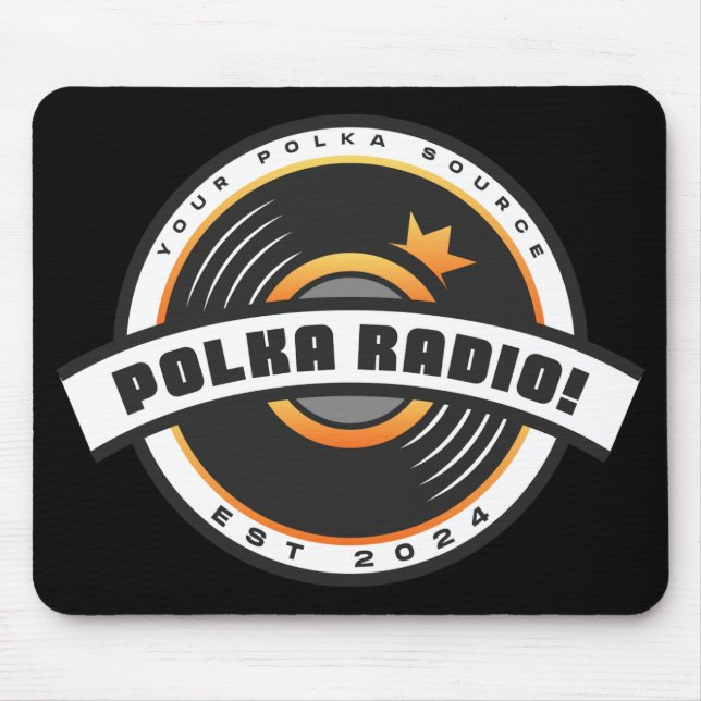 Polka Radio Mousepad (Black) (Front)