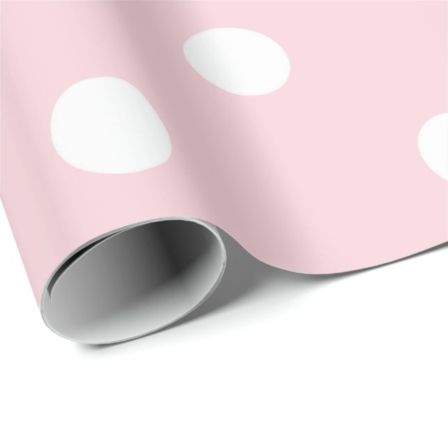 Polka Small Dots Baby Pink White Classic Pastel Wrapping Paper (Roll Corner)