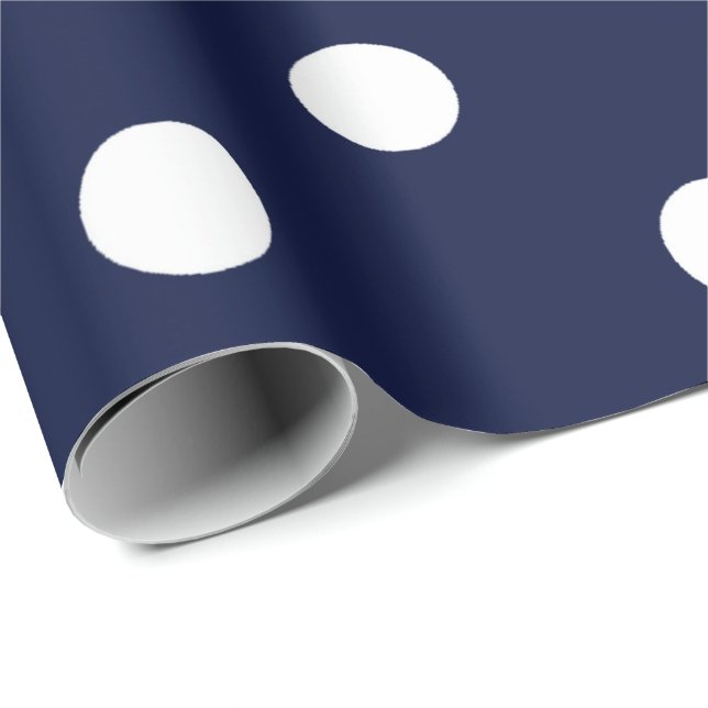 Polka Small Dots Blue Navy White Classic Elegant Wrapping Paper (Roll Corner)