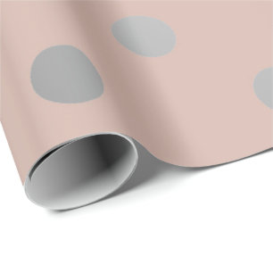 Polka Small Dots Pink Powder Blush Silver Grey Wrapping Paper