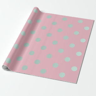 Polka Small Dots Powder Pink Pastel Aqua Wrapping Paper