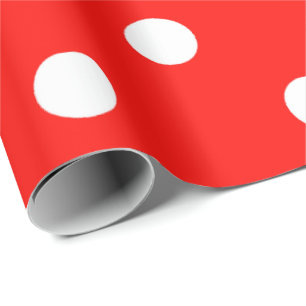 Polka Small White Dots Bright Vivid Hot Red Wrapping Paper
