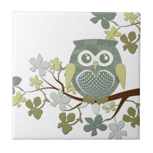 Polka Tree Owl Tile