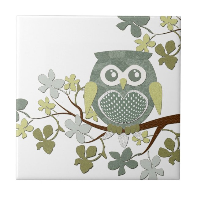Polka Tree Owl Tile (Front)
