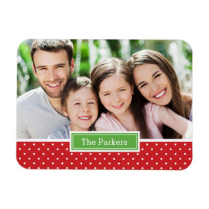 Polkadot Holiday Monogram Photo Magnet