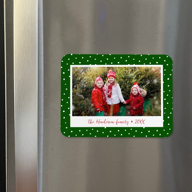 Polkadot Holiday Monogram Photo Magnet (Creator Uploaded)