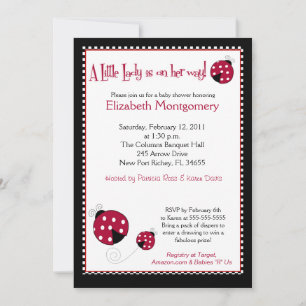 Polkadot Ladybug Baby Shower 5x7 Invitation