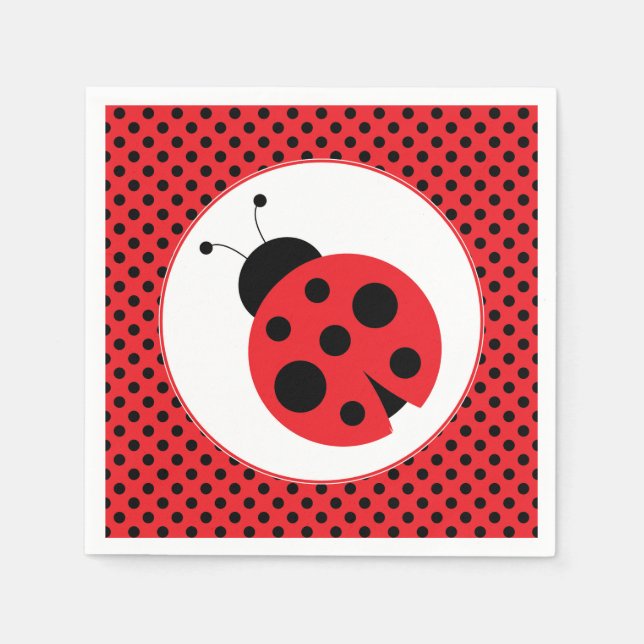 Polkadot Ladybug Party Napkins (Front)
