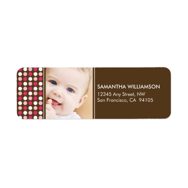 Polkadot Photo Return Address Labels (pink) (Front)
