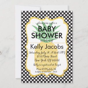 Polkadot Pineapple Baby Shower Invitation