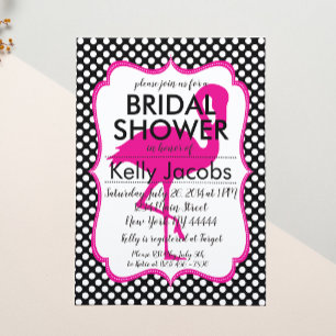 Polkadot Pink Flamingo Baby Shower Invitation