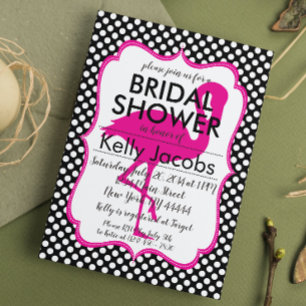 Polkadot Pink Flamingo Bridal Shower Invitation