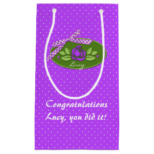 Polkadot Roses-Purple-White-Gift Bag S
